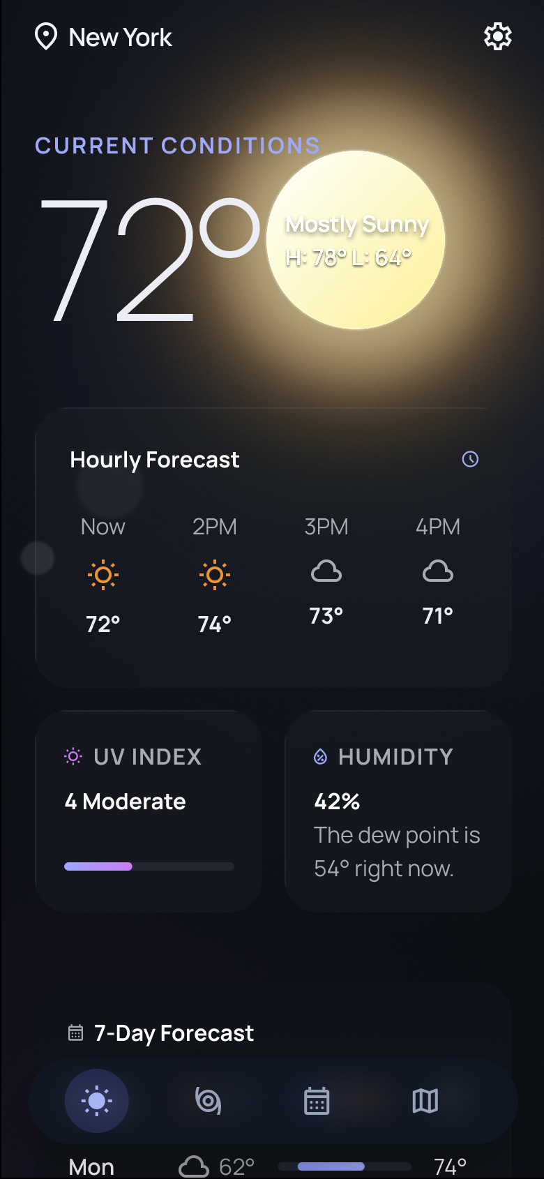 Top portion of the Figma weather design reference.